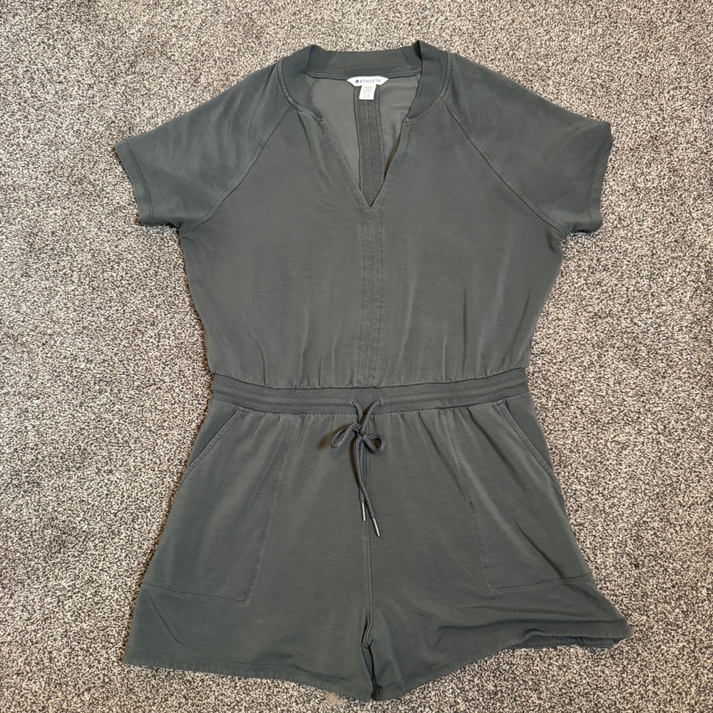 Women Athleta Balance Romper Soft Tencel Bali Green Super Soft Size Large